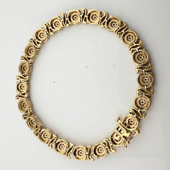 Beautiful Two Tone 1 Ct Diamond Bracelet - Sterling Silver Gold Plate S Curves - Picture 6 of 11